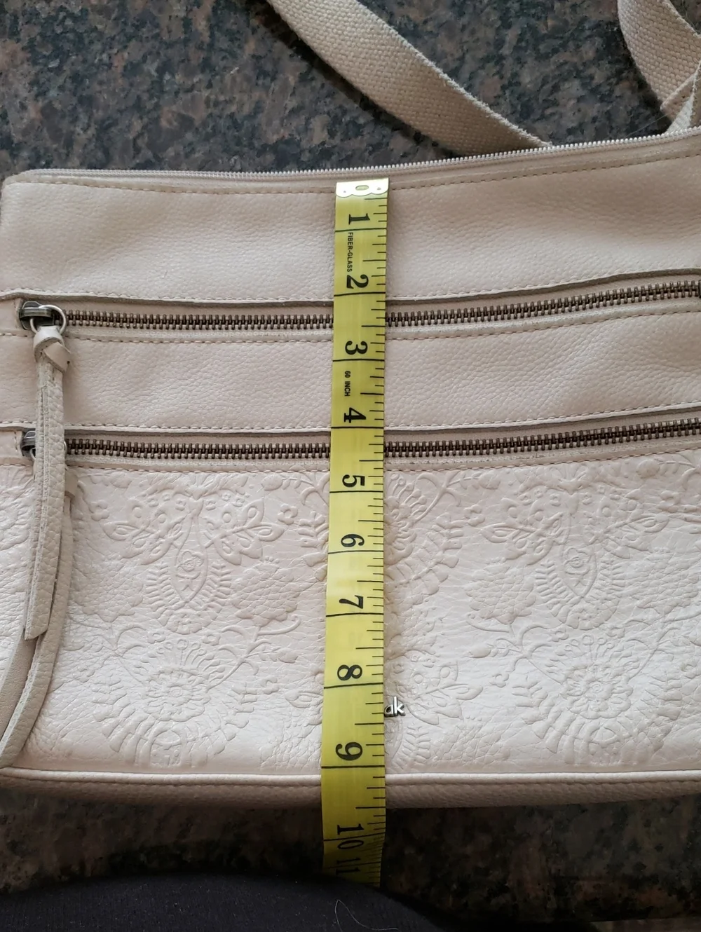 Women's The Sak Cream Crossbody Leather Bag with Floral Embossing
